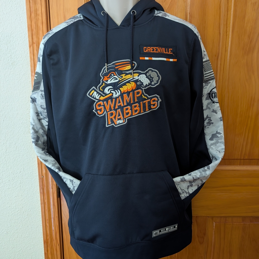 Colosseum Black and Gray Swamp Rabbits Hoodie
